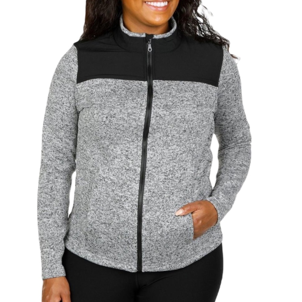Enlighten Women’s Active Solid Knit Zip Up Jacket EUC